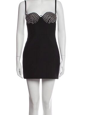 AREA Black Mini Dress with Silver Studded Bust